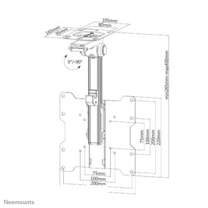 Soporte de Techo Neomounts FPMA-C020BLACK para Pantallas hasta 40"